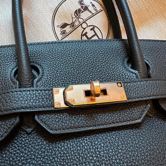 Hermes Birkin 30 Bag Black Togo with Rose Gold Hardware B30 Handbag Authentic - Picture 5 of 16